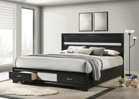 Coaster Miranda 51-inch Wood California King Storage Panel Bed Black