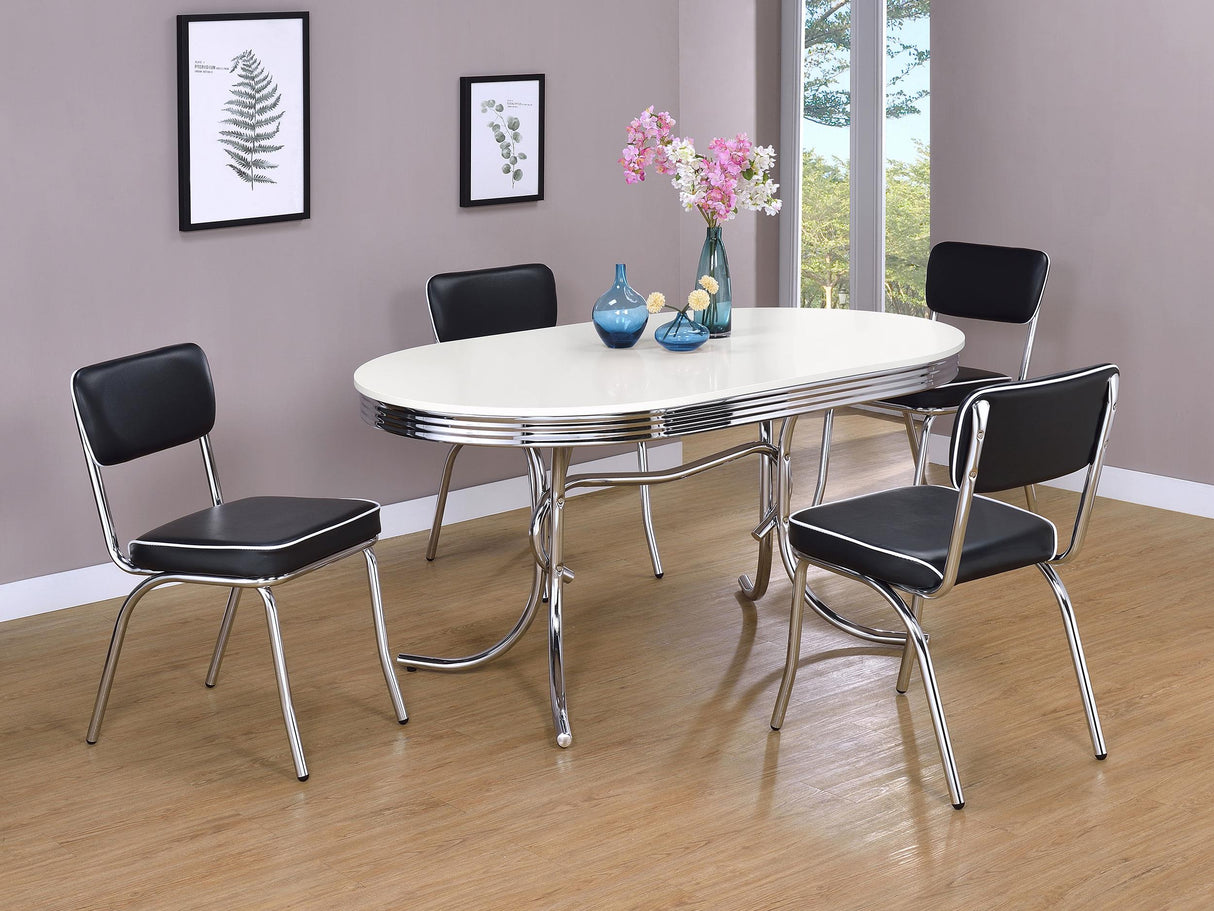 Coaster Retro 5-piece Oval Dining Table Set White and Black