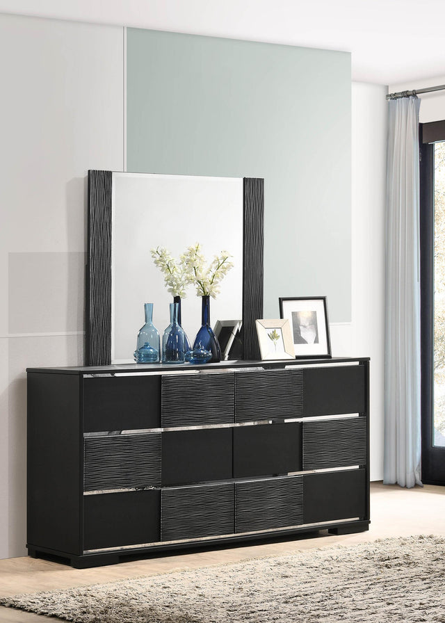 Coaster Blacktoft 6-drawer Dresser with Mirror Black