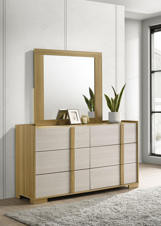 Coaster Hyland 6-drawer Dresser with Mirror Natural