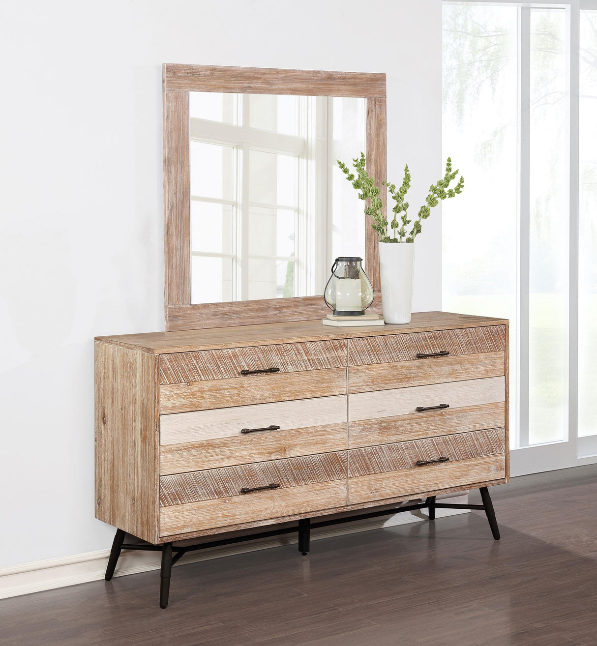 Coaster Marlow 6-drawer Dresser with Mirror Rough Sawn Multi