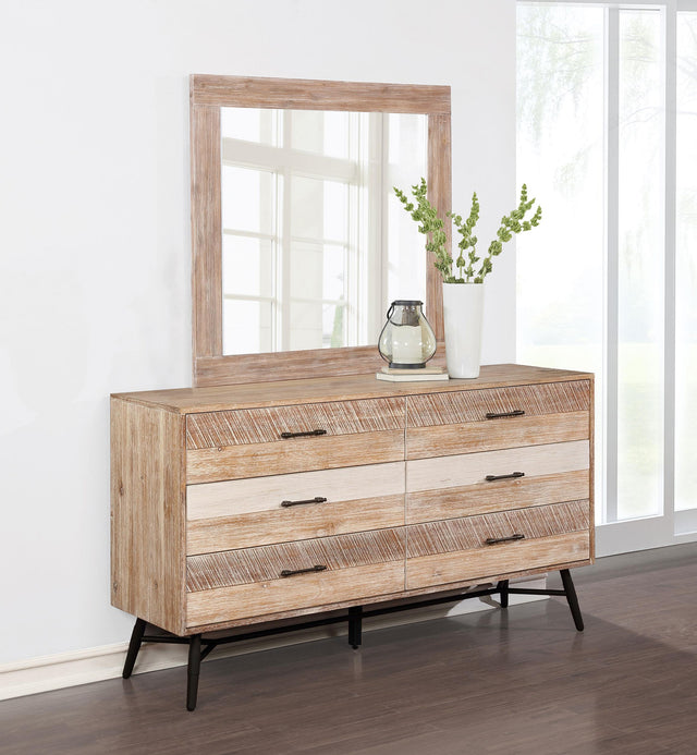 Coaster Marlow 6-drawer Dresser with Mirror Rough Sawn Multi