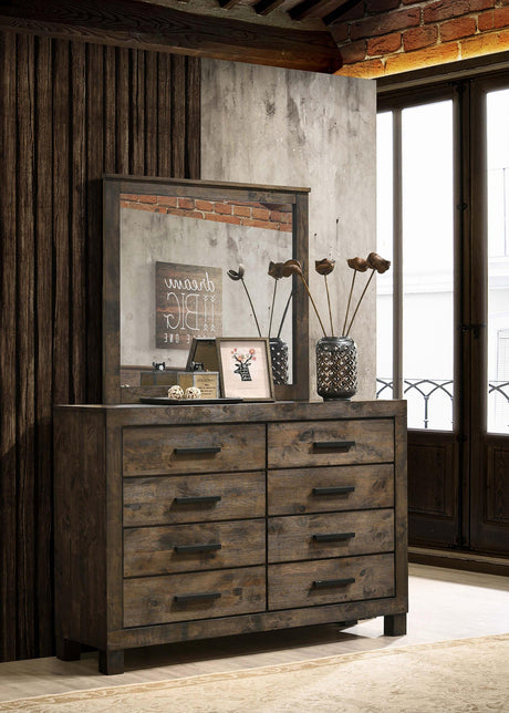 Coaster Woodmont 8-drawer Dresser with Mirror Rustic Golden Brown
