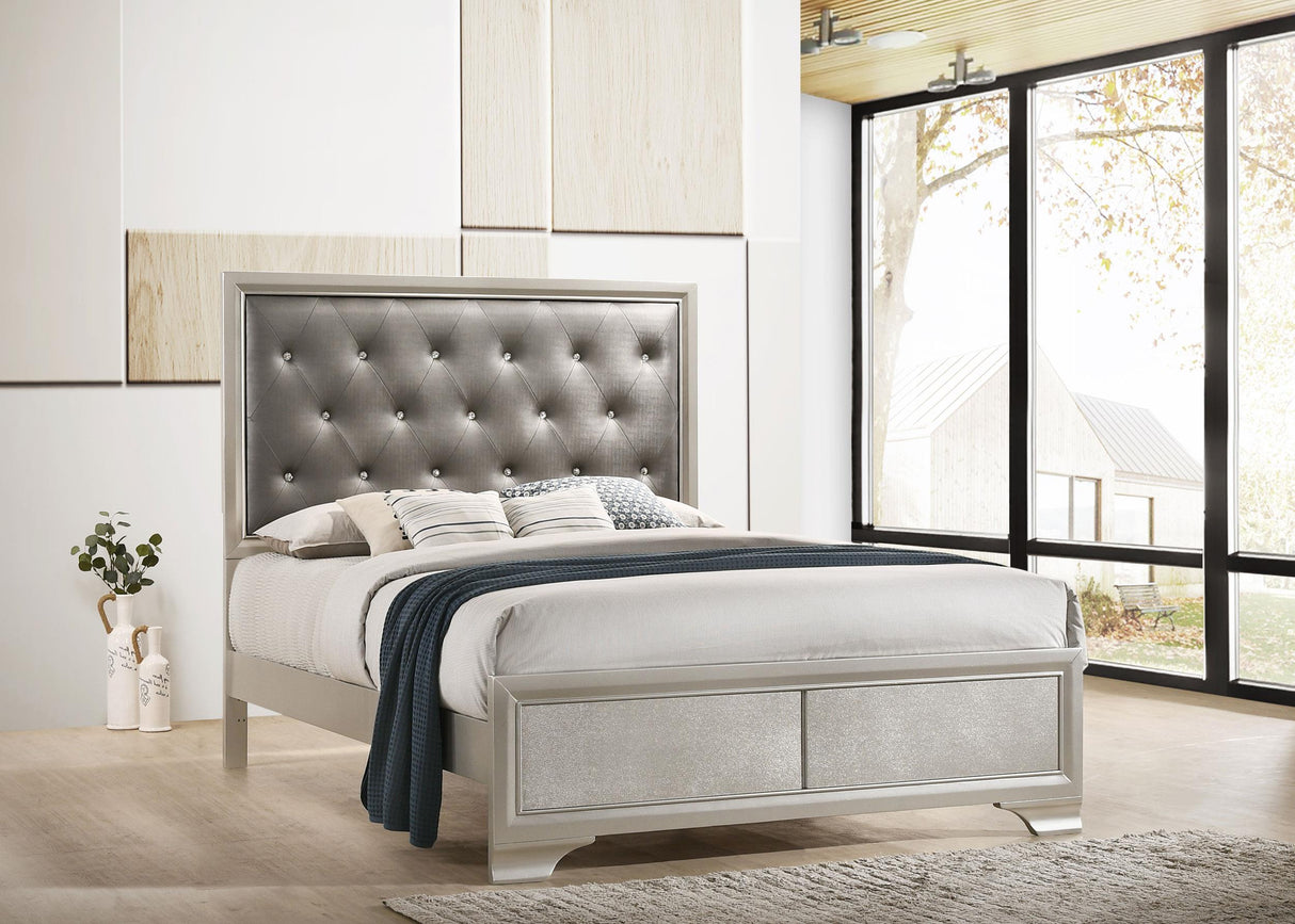 Coaster Salford Wood Eastern King Panel Bed Metallic Sterling
