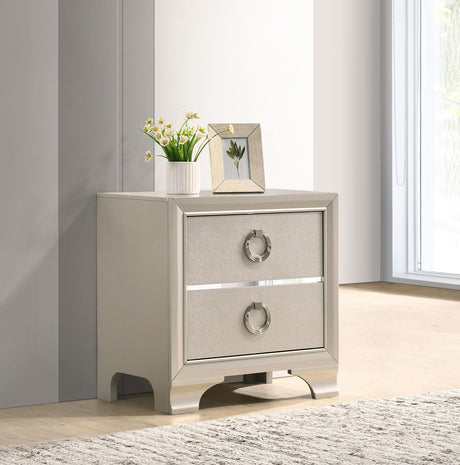 Coaster Salford 2-drawer Nightstand Metallic Sterling