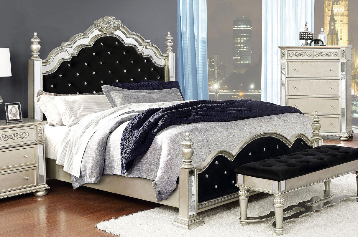 Coaster Heidi Wood Eastern King Poster Bed Metallic Platinum
