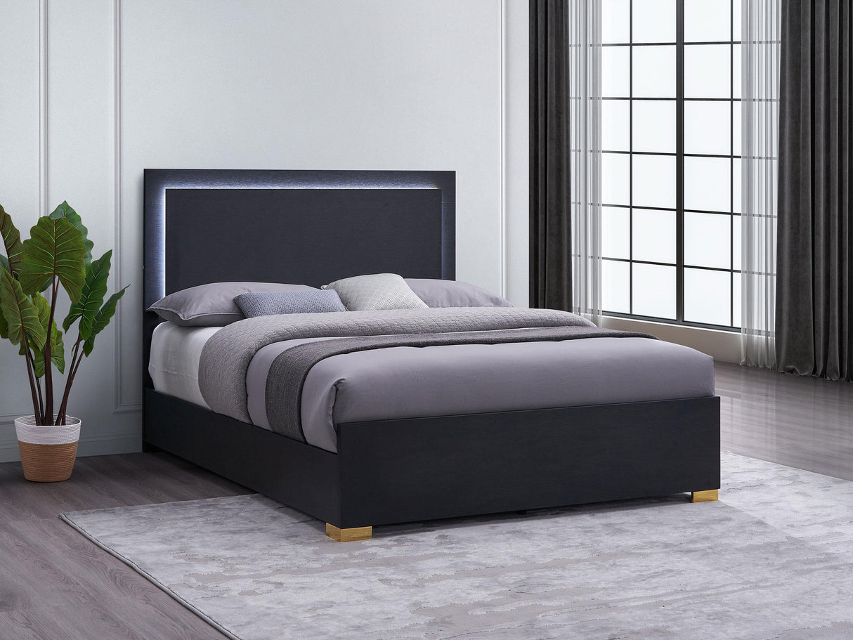 Coaster Marceline Wood Queen LED Panel Bed Black