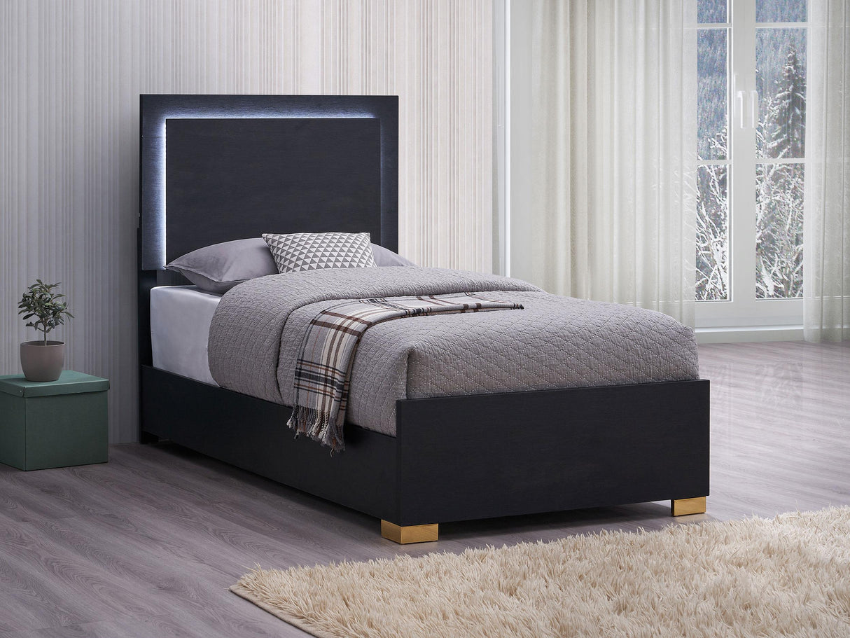 Coaster Marceline Wood Twin LED Panel Bed Black