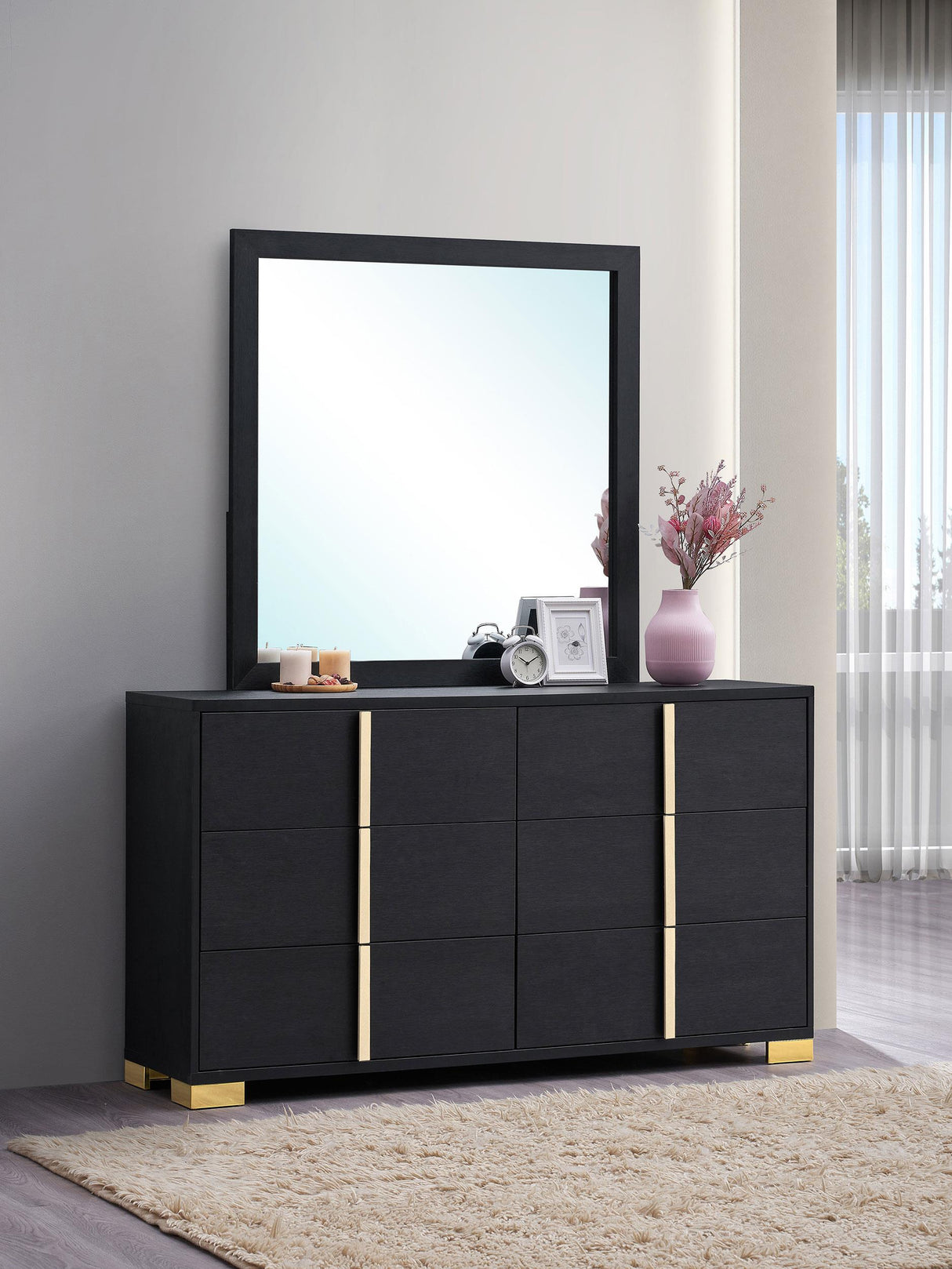 Coaster Marceline 6-drawer Dresser with Mirror Black