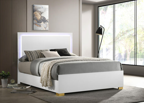 Coaster Marceline Wood Eastern King LED Panel Bed White