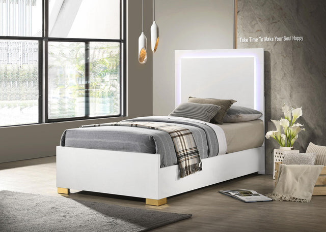 Coaster Marceline Wood Twin LED Panel Bed White