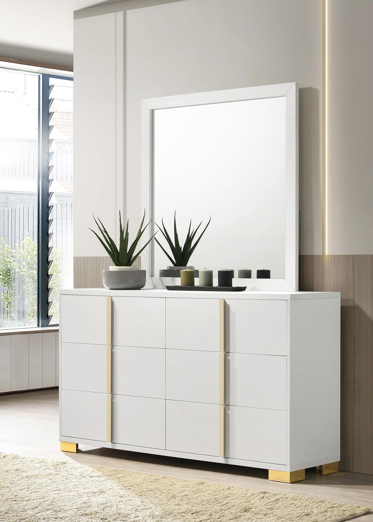 Coaster Marceline 6-drawer Dresser with Mirror White