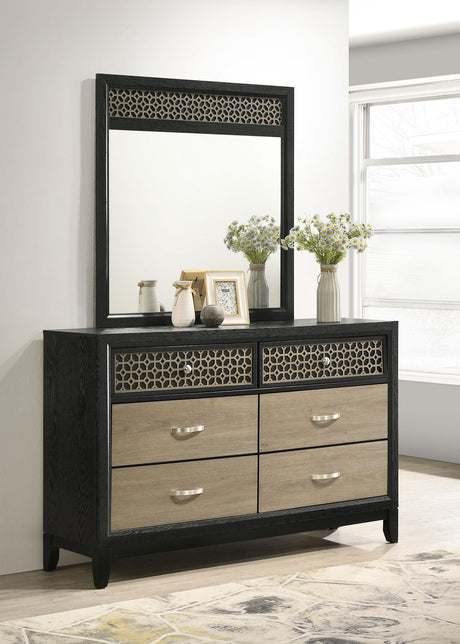 Coaster Valencia 6-drawer Dresser with Mirror Black