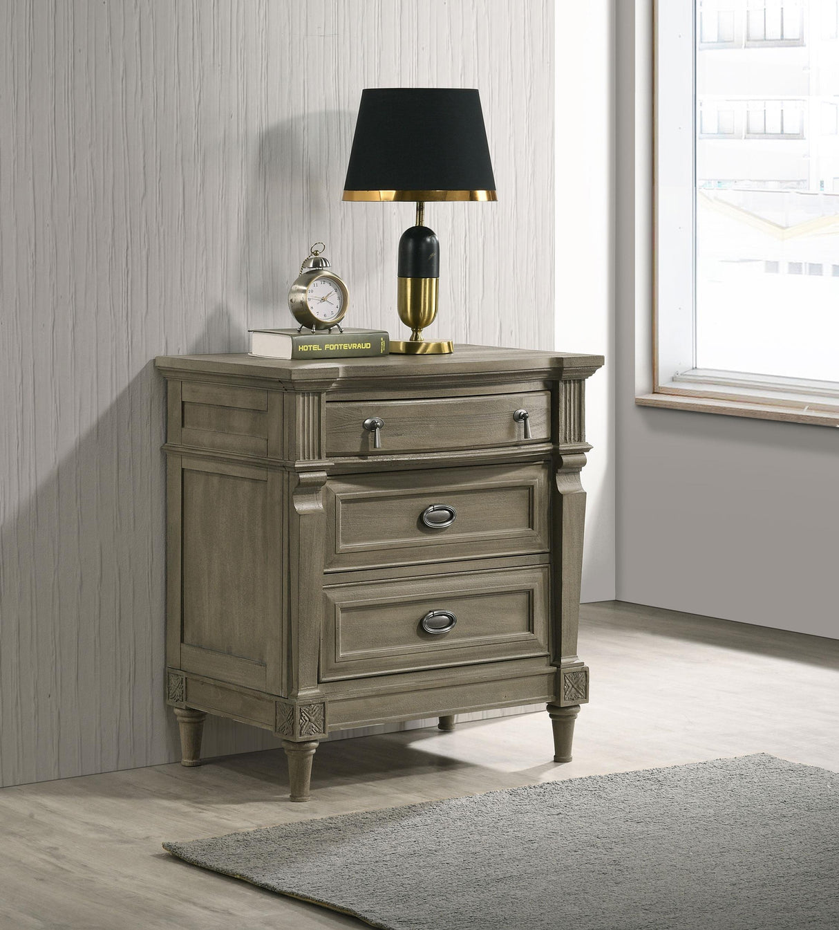Coaster Alderwood 3-drawer Nightstand French Grey