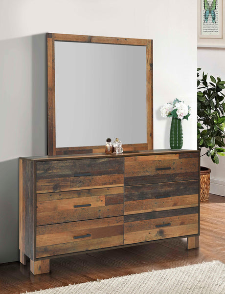 Coaster Sidney 6-drawer Dresser with Mirror Rustic Pine