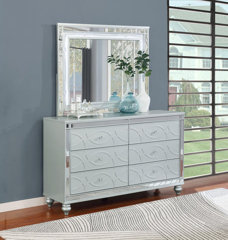 Coaster Gunnison 6-drawer Dresser with Mirror Silver Metallic