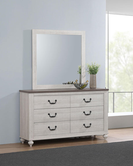 Coaster Stillwood 6-drawer Dresser with Mirror Vintage Linen