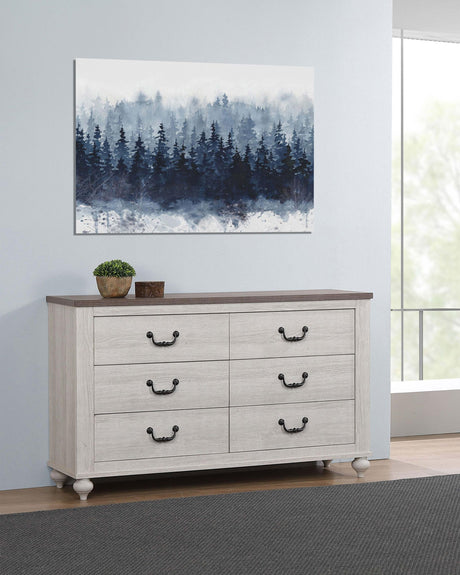 Coaster Stillwood 6-drawer Dresser Vintage Linen