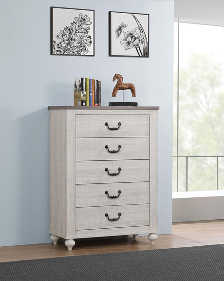 Coaster Stillwood 5-drawer Bedroom Chest Vintage Linen