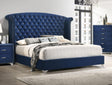 Coaster Melody Upholstered Eastern King Wingback Bed Pacific Blue