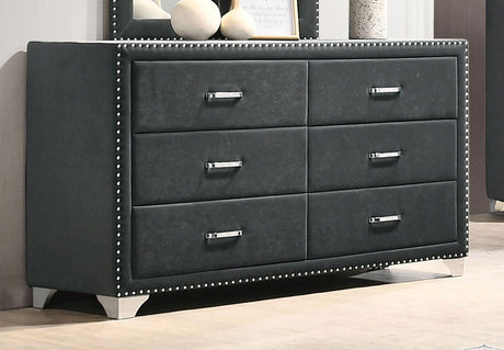 Coaster Melody 6-drawer Upholstered Dresser Grey