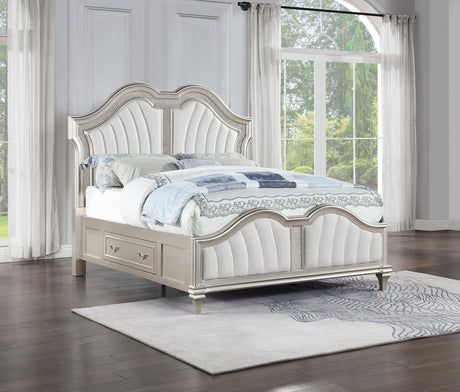 Coaster Evangeline California King LED Storage Panel Bed Silver Oak