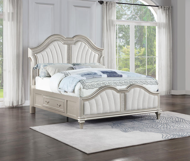 Coaster Evangeline California King LED Storage Panel Bed Silver Oak