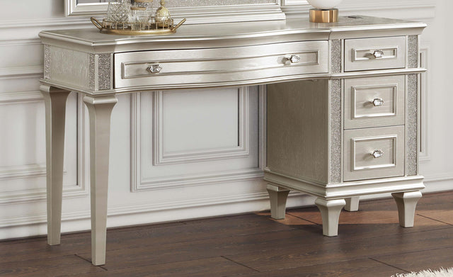 Coaster Evangeline 4-drawer Vanity Desk Makeup Table Silver Oak