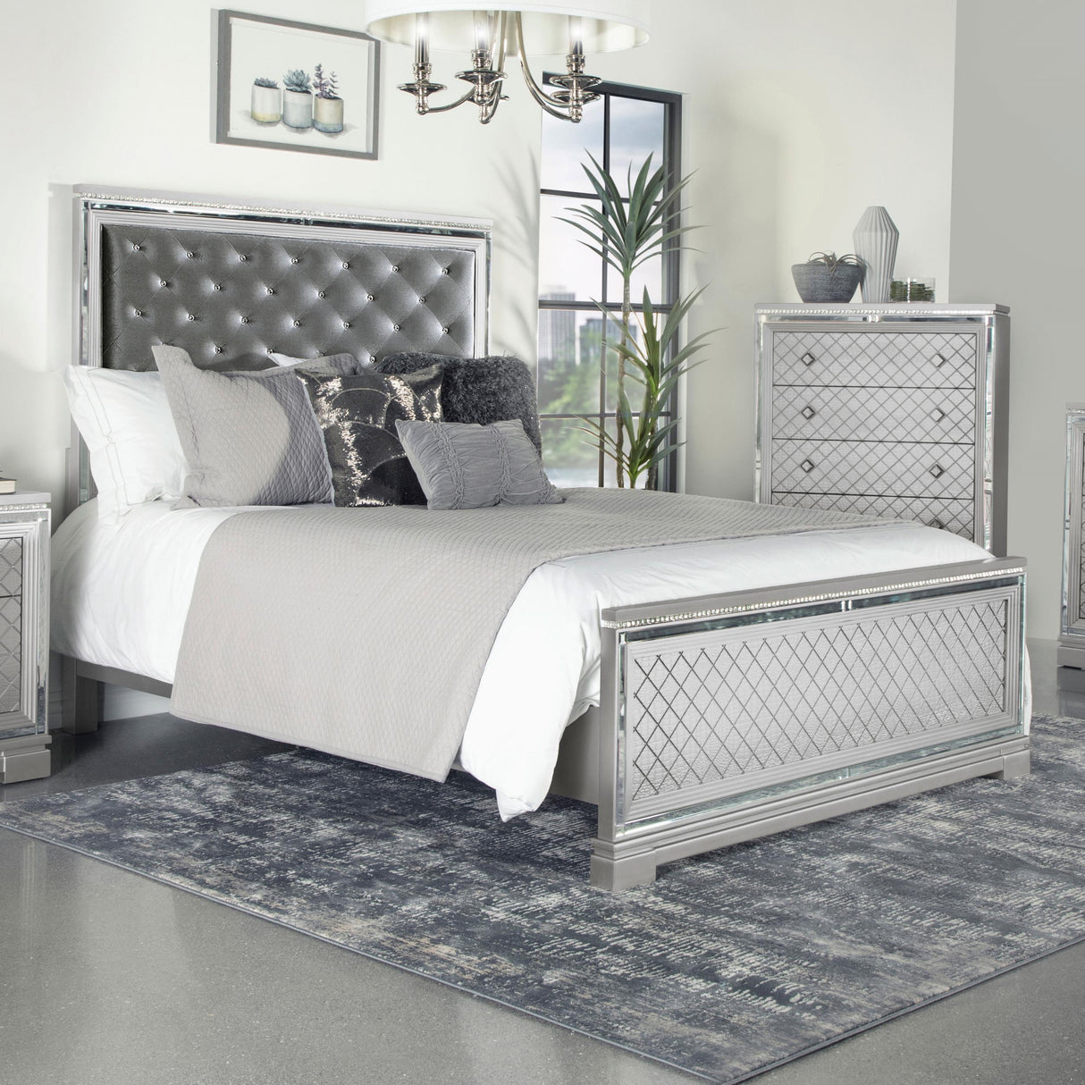 Coaster Eleanor Wood Queen Panel Bed Metallic Mercury