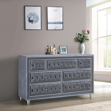 Coaster Antonella 7-drawer Upholstered Dresser Grey