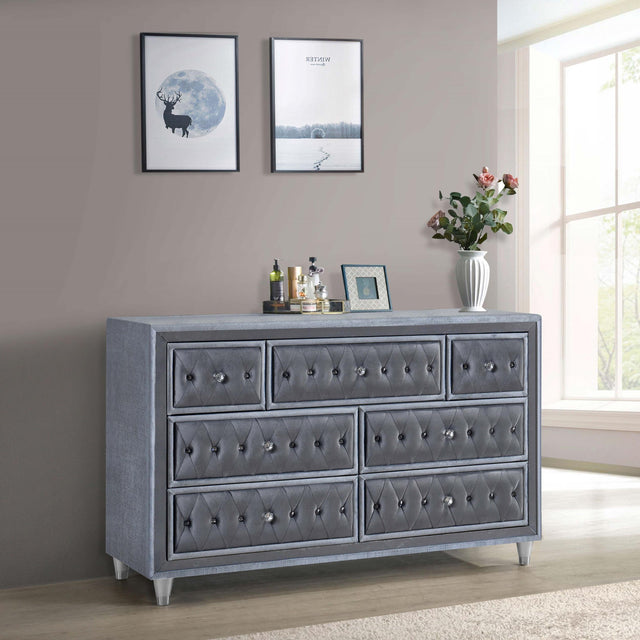 Coaster Antonella 7-drawer Upholstered Dresser Grey