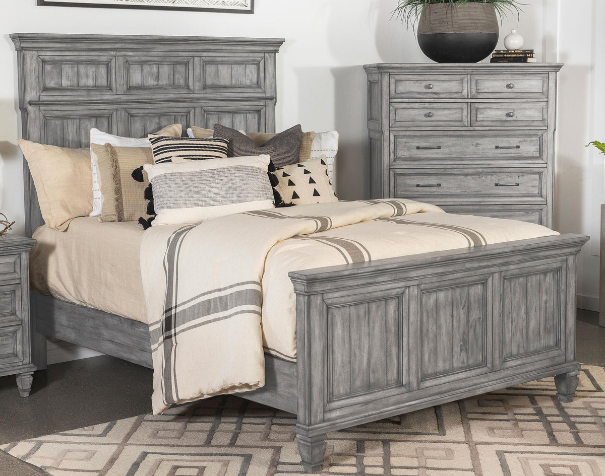 Coaster Avenue Wood California King Panel Bed Weathered Grey