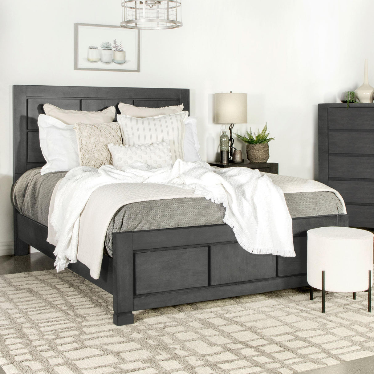 Coaster Lorenzo Wood California King Panel Bed Dark Grey