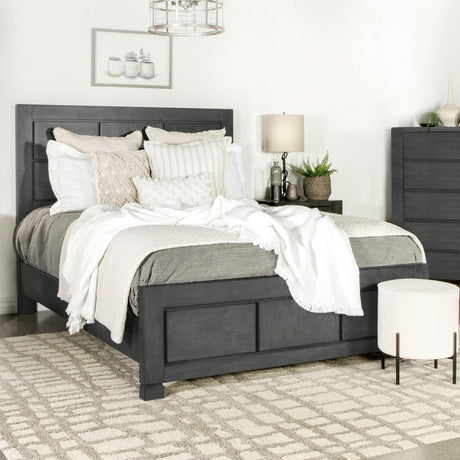 Coaster Lorenzo Wood California King Panel Bed Dark Grey