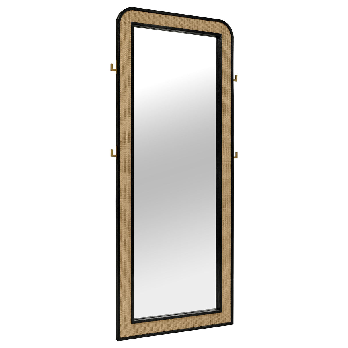 Coaster Arini Cane Weave Full Length Standing Floor Mirror Black