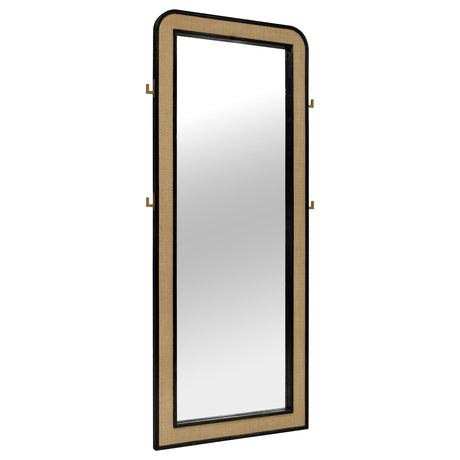 Coaster Arini Cane Weave Full Length Standing Floor Mirror Black