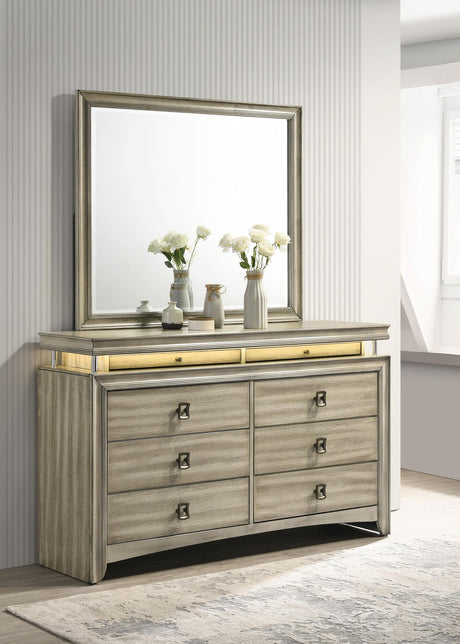 Coaster Giselle 8-drawer Dresser with Mirror Rustic Beige