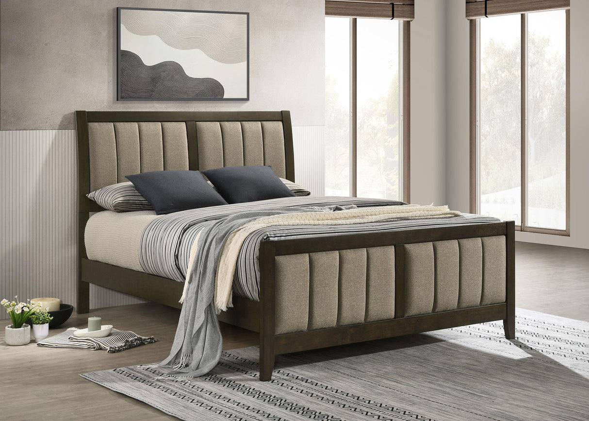 Coaster Wilkes 51-inch Upholstered Queen Bed Dark Cocoa