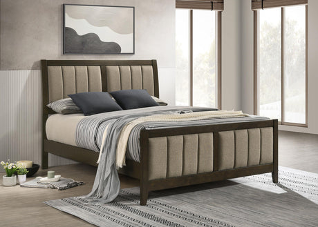 Coaster Wilkes 51-inch Upholstered Queen Bed Dark Cocoa