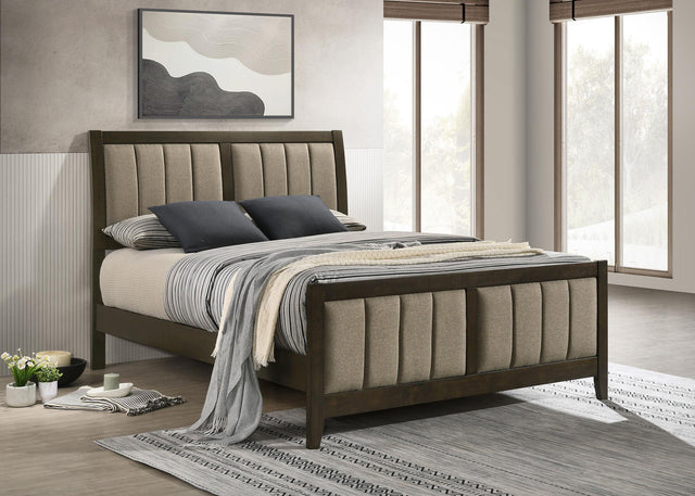 Coaster Wilkes 51-inch Upholstered Queen Bed Dark Cocoa