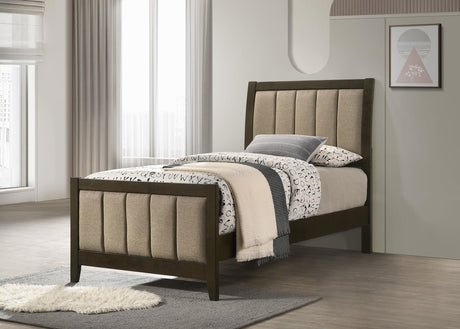 Coaster Wilkes 51-inch Upholstered Twin Bed Dark Cocoa