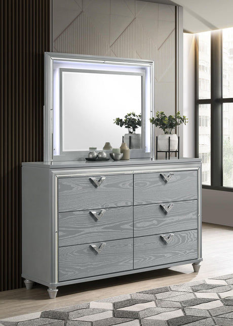 Coaster Veronica 6-drawer Dresser with Mirror Light Silver