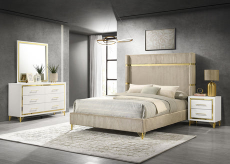 Coaster Lucia 4-piece Eastern King Bedroom Set Beige and White