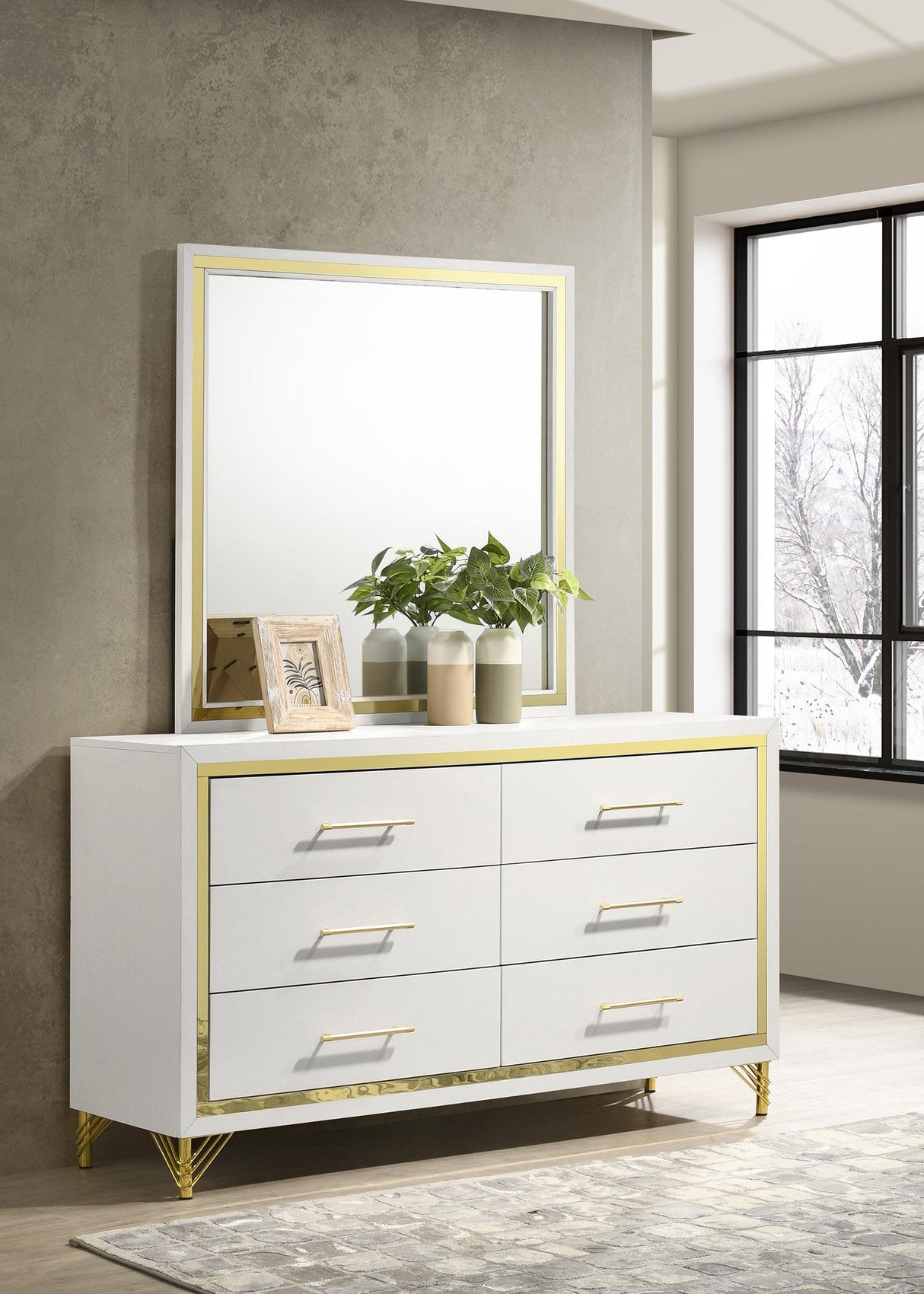 Coaster Lucia 6-drawer Dresser with Mirror White