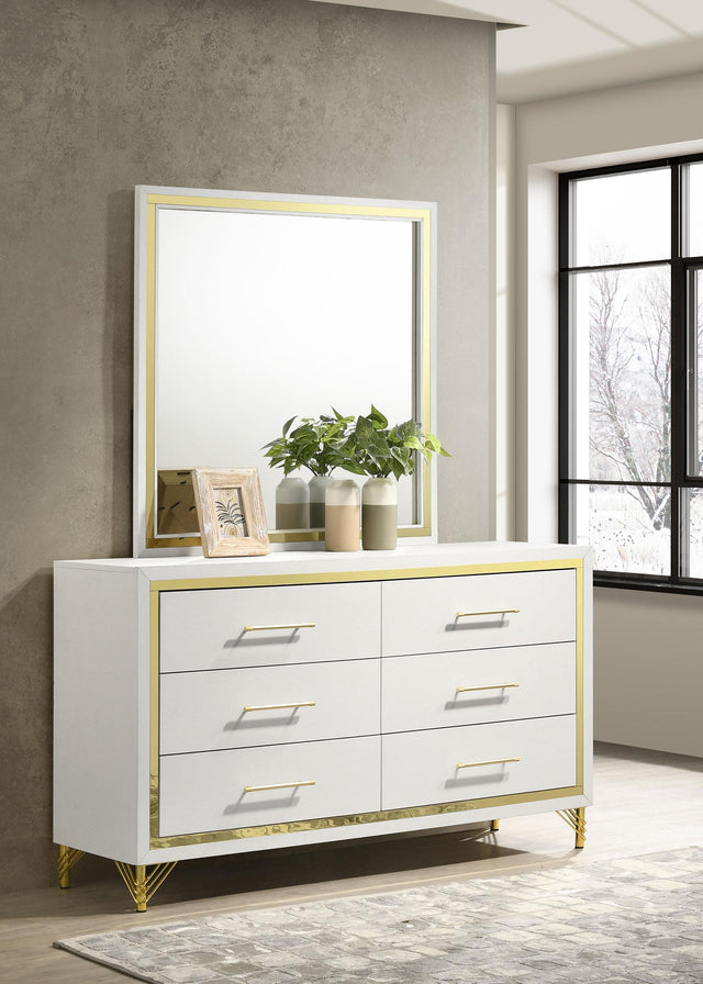Coaster Lucia 6-drawer Dresser with Mirror White