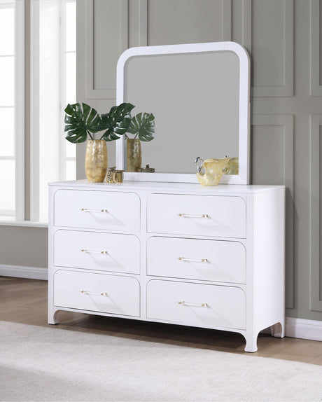 Coaster Anastasia 6-drawer Dresser with Mirror Pearl White