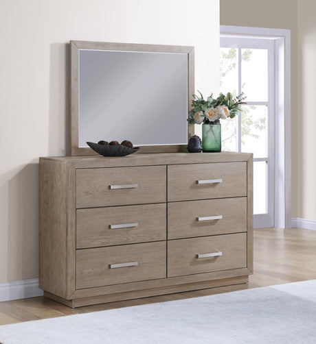 Coaster Kenora 6-drawer Dresser and Mirror Barley Brown