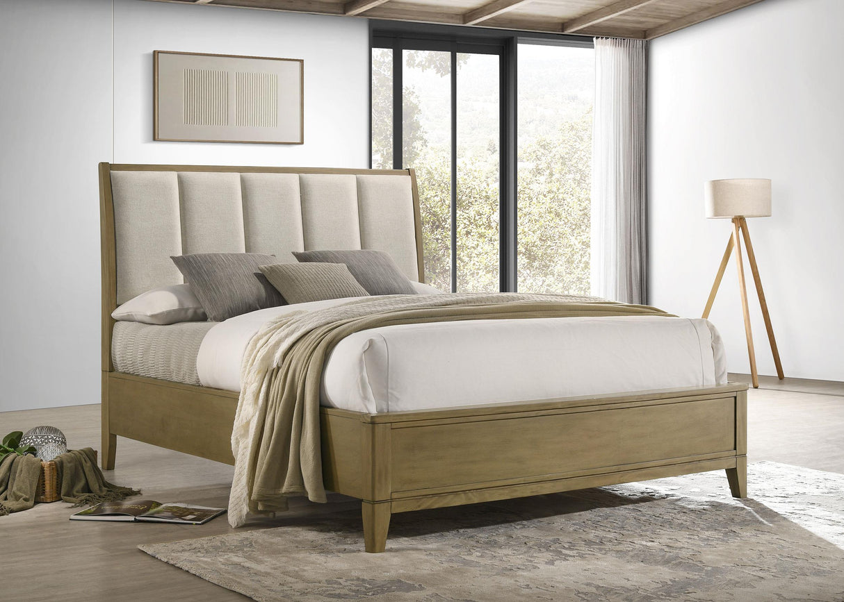 Coaster Granada Upholstered Queen Panel Bed Natural Pine