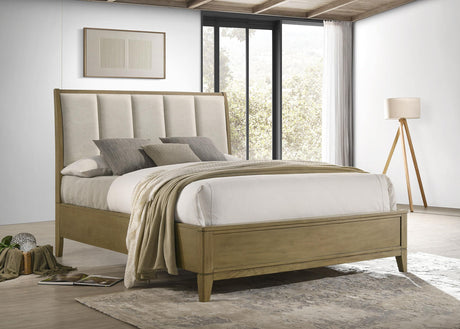 Coaster Granada Upholstered Queen Panel Bed Natural Pine