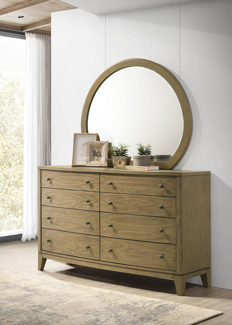 Coaster Granada 8-drawer Dresser and Mirror Natural Pine